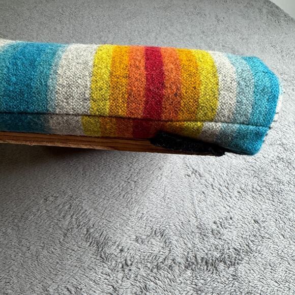 VTG Handmade Wool Upholstered Seat Cushion Pendleton Style Southwest Pattern 14” - Picture 3 of 7